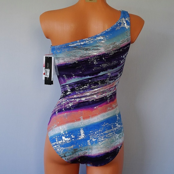 Carmen Marc Valvo One Shoulder 1 Piece Swimsuit - Picture 3 of 4